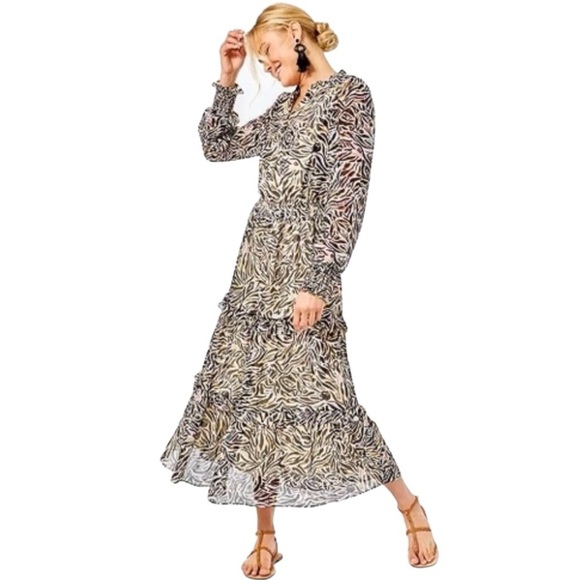 Lilly Pulitzer Dresses & Skirts - Lilly Pulitzer Can You Zee Me Ardith Long Sleeve Printed Tiered Midi Dress Sz 8